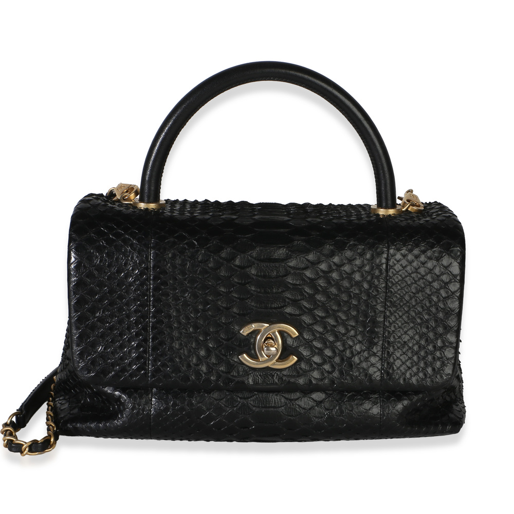 Chanel Black Python Medium Coco Top Handle Bag